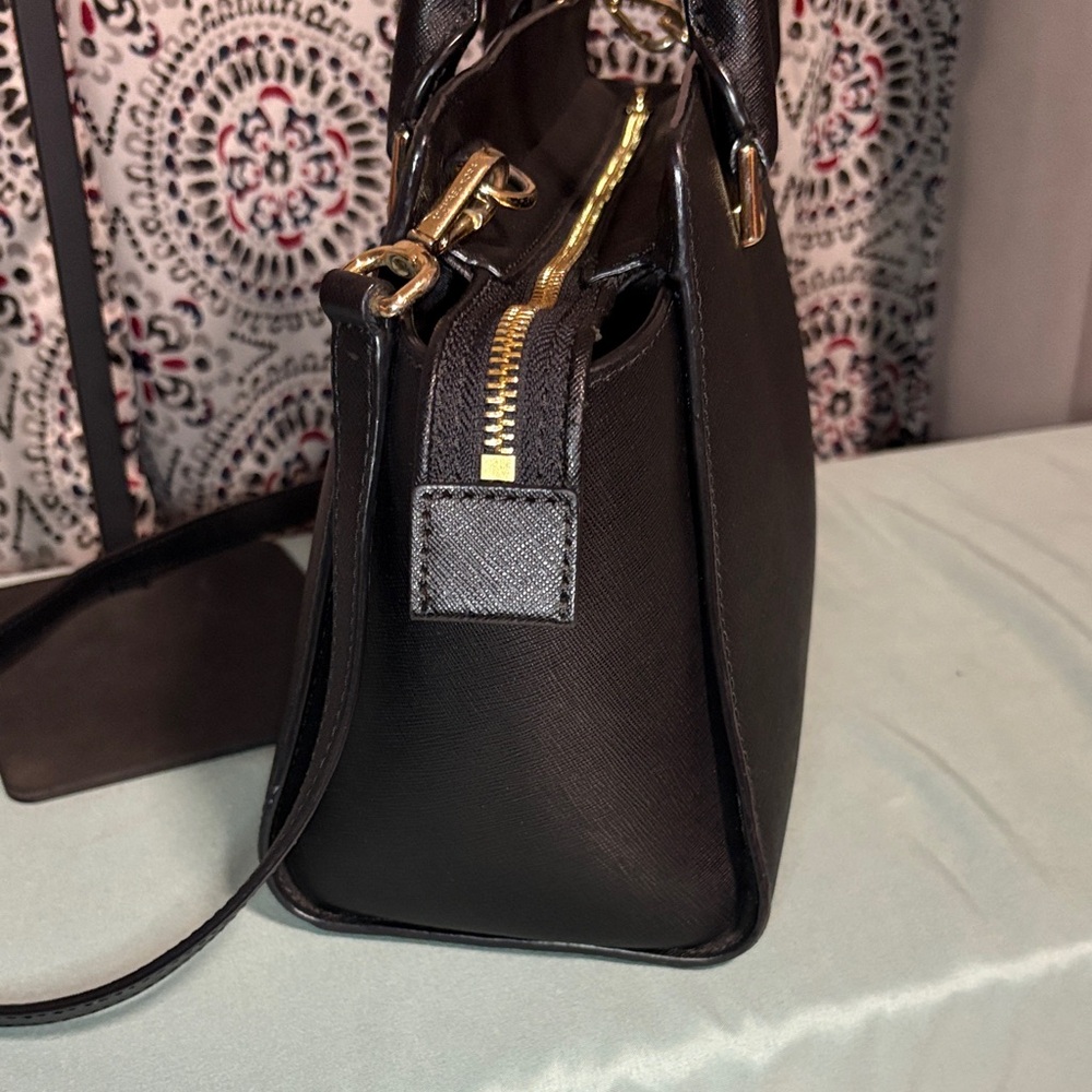 Michael Kors Selma Medium Saffiano Leather Satchel Black Top Handle Bag AS IS - Picture 4 of 10